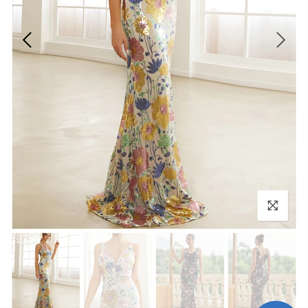 Formal V Neck Floor Sequined Mermaid Maxi Gown for Special Events - Picture 4 of 15